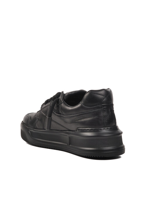 حذاء رياضي رجالي من الجلد الطبيعي باللون الأسود Premium 1306 M