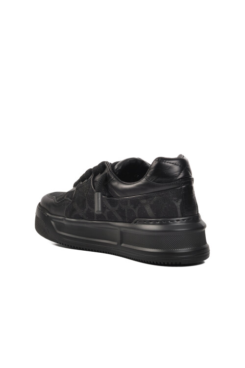 حذاء رياضي رجالي من الجلد الطبيعي باللون الأسود Premium 1306 M