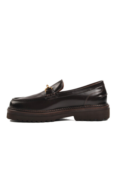 حذاء رجالي كلاسيكي من الجلد الطبيعي باللون البني الفاخر 7710 M