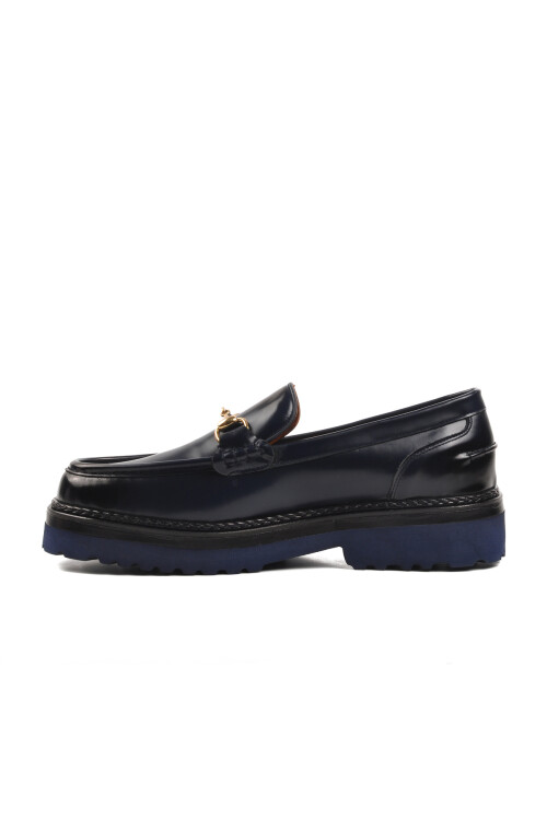 Navy Blue Pale Genuine Leather Mens Classic Shoes Premium 7710 M