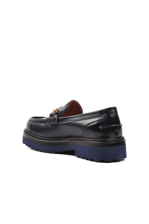Navy Blue Pale Genuine Leather Mens Classic Shoes Premium 7710 M