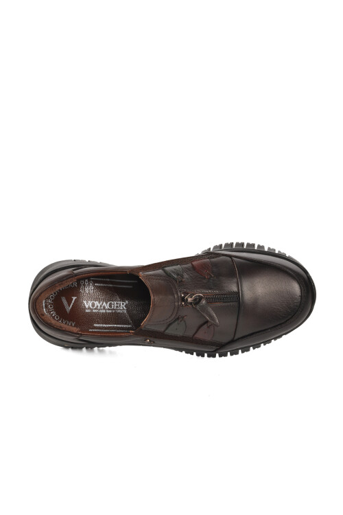 Kahve Hakiki Deri Anatomik Kadın Casual Ayakkabı Z006 Z