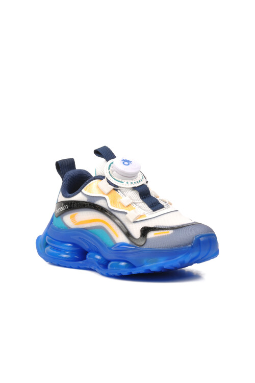 حذاء رياضي للأطفال باللونين الأبيض والأزرق من بينيتون BNI-10012 F