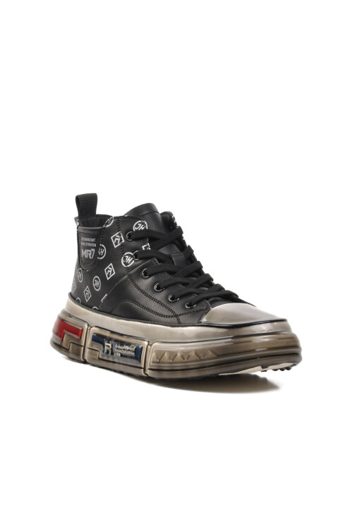 Black Mens Genuine Leather Hi Sneaker 152-18220 M