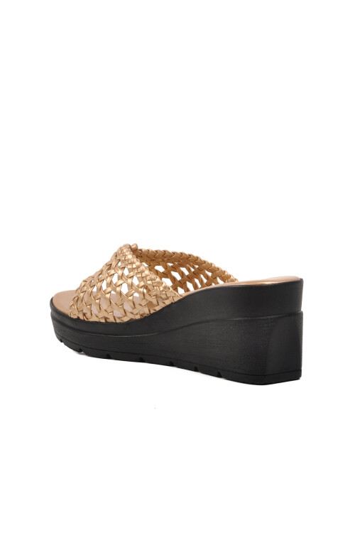 Gold Wedge Heel Womens Slippers PC-3529 Z