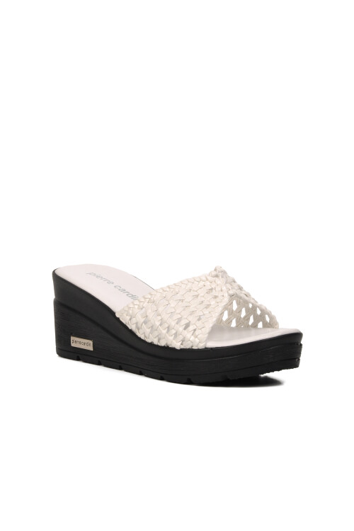 Pierre CardinWhite Wedge Heel Women's Slippers PC-3529 Z