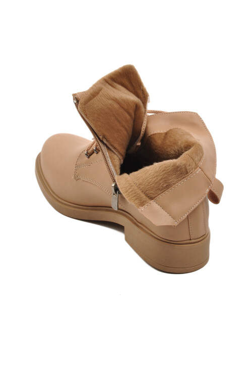 Bej Bağcıklı Fermuarlı Kadın Bot Pc-52516 Z