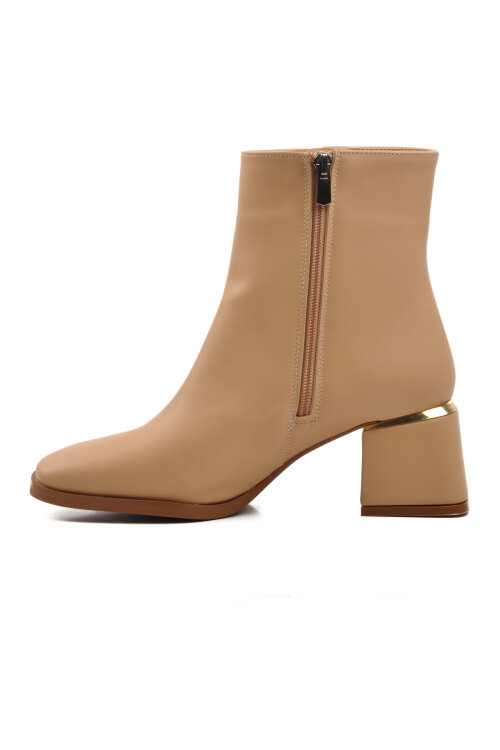 Beige Polar Fleece Zippered Heeled Womens Boots PC-54000 Z