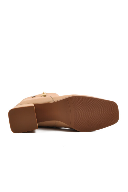 Beige Polar Fleece Zippered Heeled Womens Boots PC-54000 Z