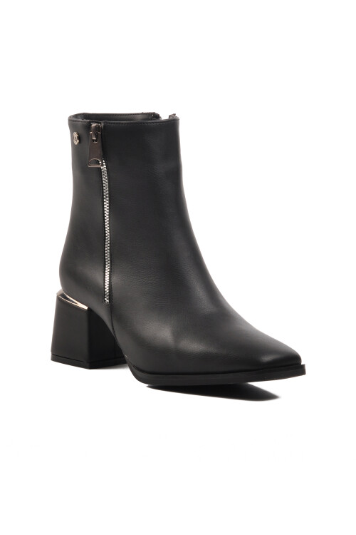 Black Polar Fleece Zippered High Heel Womens Boots PC-54000 Z