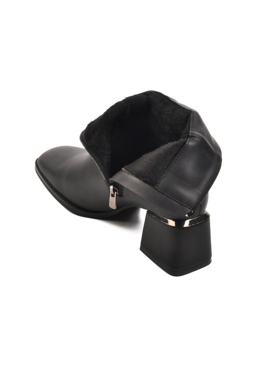 Black Polar Fleece Zippered High Heel Womens Boots PC-54000 Z