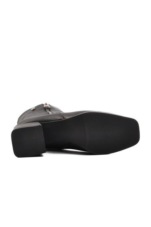 Black Polar Fleece Zippered High Heel Womens Boots PC-54000 Z