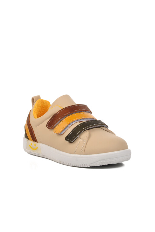Beige-Yellow Childrens Sneakers 6502 F