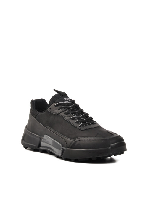 Black Nubuck Genuine Leather Mens Casual Shoes 152-18484 M