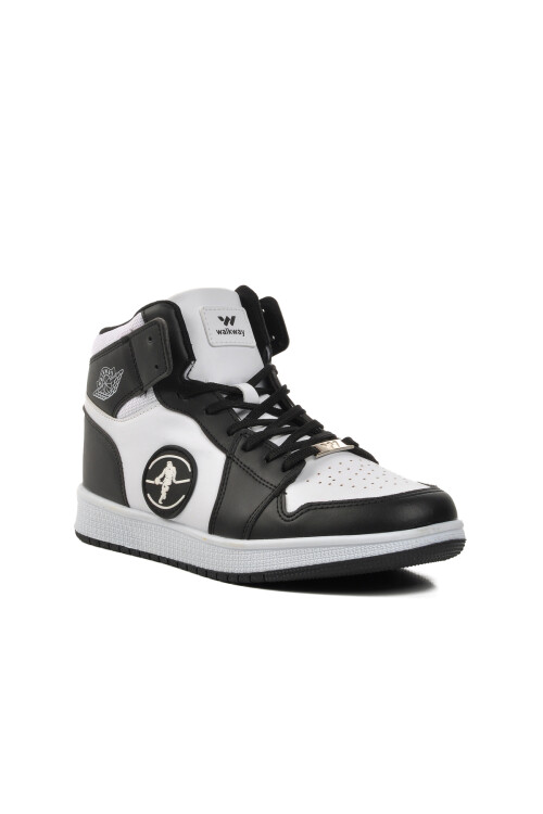 Black-White Mens Hi Sneaker Slogan Hı M