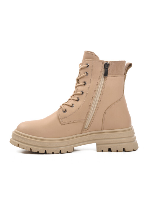 حذاء نسائي من الجلد الطبيعي باللون البيج 9814 Z