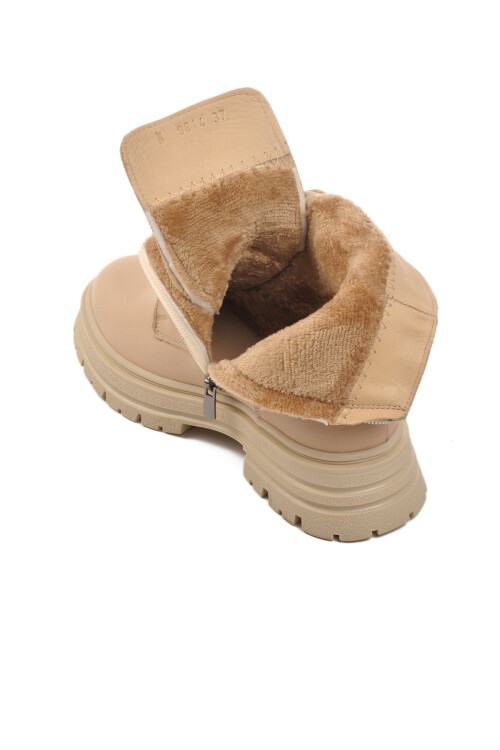 حذاء نسائي من الجلد الطبيعي باللون البيج 9814 Z