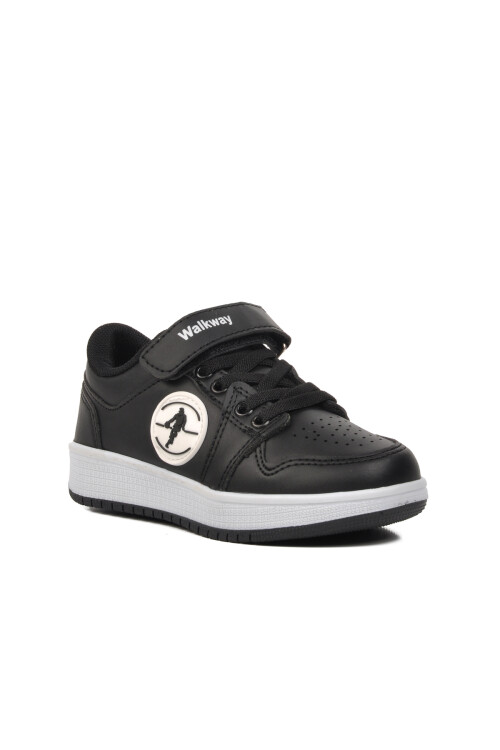 Black-Black-White Childrens Sneakers Slogan P