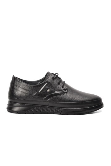Black Genuine Leather Mens Casual Shoes 02 M
