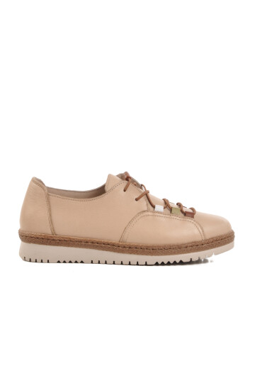 Beige Genuine Leather Anatomical Womens Casual Shoes Z132 Z