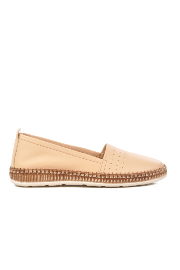 Beige Genuine Leather Womens Casual Shoes 231747 Z