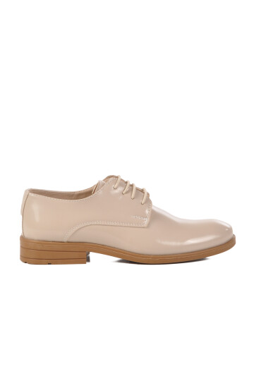 Beige Patent Leather Boy Classic Shoes 3020 F