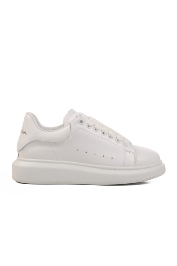 White Genuine Leather Mens Sneaker Premium 02028 M