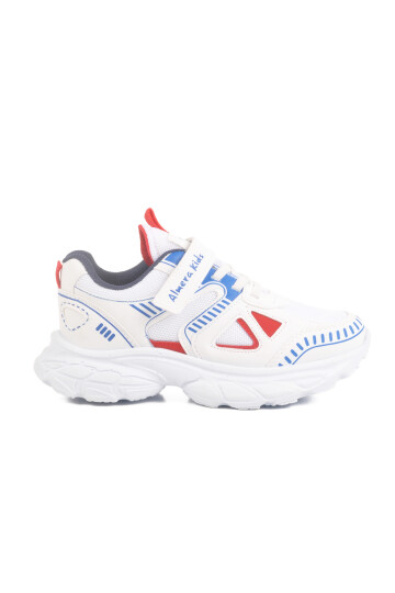 Beyaz Cırtlı Fileli Unisex Çocuk Spor Ayakkabı 1500 F