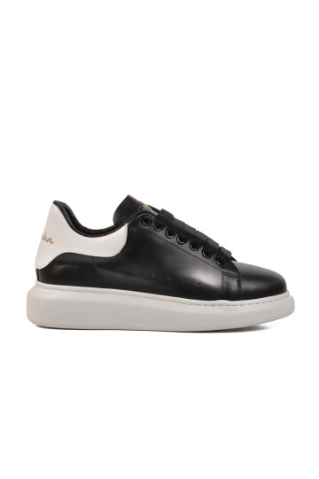 White Black White Genuine Leather Mens Sneaker Premium 02028 M