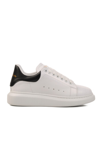 Beyaz Siyah Hakiki Deri Erkek Sneaker Premium 02028 M