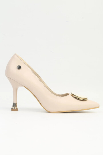 Cream Thin Heel Womens Evening Shoes PC-54025 Z