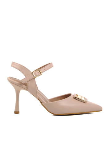 Cream Thin Heel Womens Evening Shoes PC-54717 Z