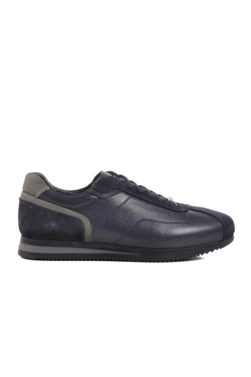 Navy Blue Nubuck Genuine Leather Mens Casual Shoes 5Y0894-7811 M