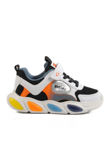 White Orange Velcro Light Light Unisex Kids Sneakers 1901 P
