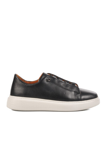 Black Genuine Leather Mens Casual Shoes 62113 M