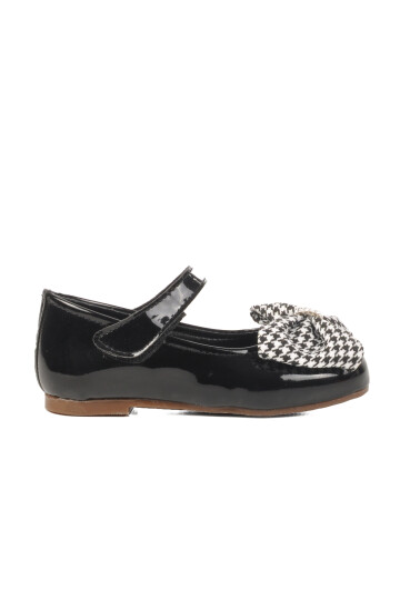 Black Patent Leather Ribbon Lightweight Girls Ballerinas 180 B