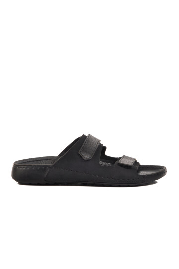 Black Double-Strap Lightweight Mens Slippers 80-012 M