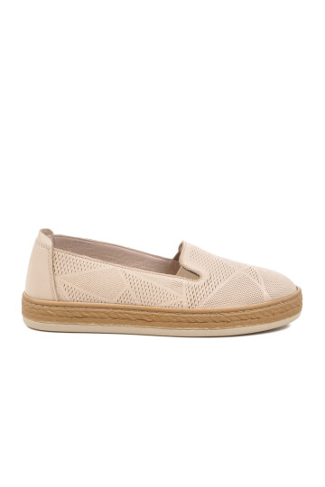 Beige Genuine Leather Anatomic Womens Casual Shoes F-2036 Z