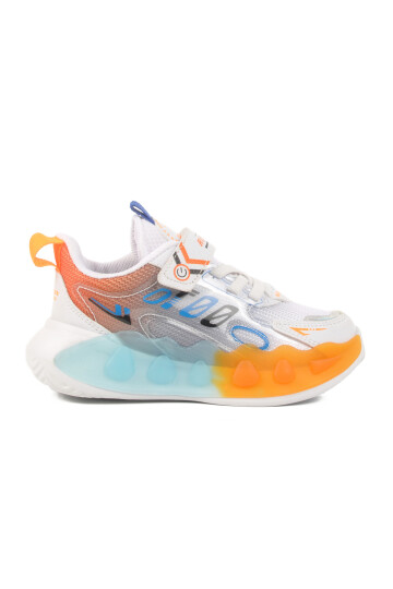 White Saxon Velcro Mesh Boys Sports Shoes 2480 P