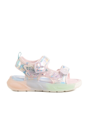 Silver Velcro Lighted Anatomical Girls Sandals 1946 P