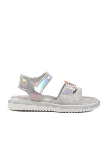 Silver Velcro Orthopedic Girls Sandals 25T105 P