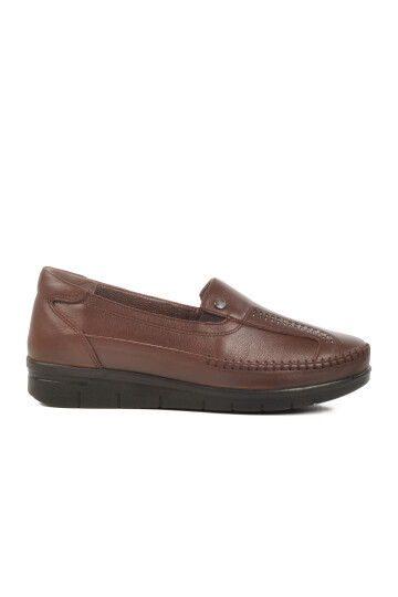 Kahve Hakiki Deri Kadın Anatomik Casual Ayakkabı 42641 Z