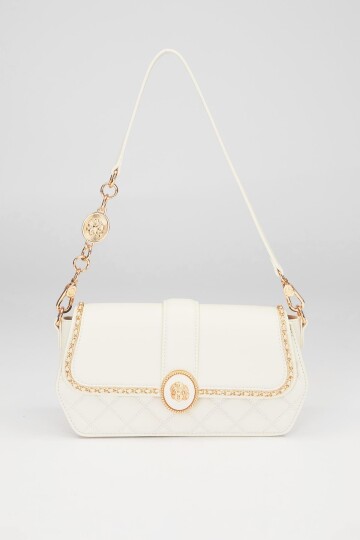 Cream Round Buckle Detail Shoulder Bag 930389