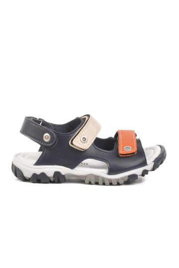 Navy Blue Orange Velcro Boys Sports Sandals 173110 P