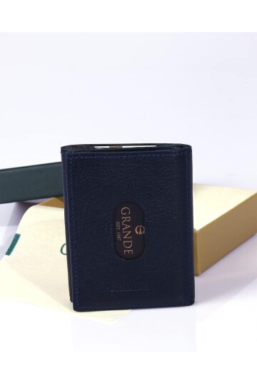 Navy Blue Genuine Leather Mens Card Holder 724