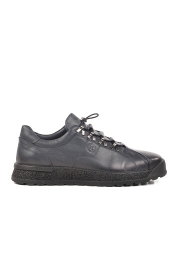 Navy Blue Genuine Leather Mens Casual Shoes 3K1820 M