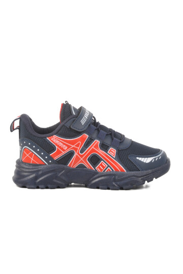 Navy Blue Red Velcro Mesh Boys Sports Shoes 2540 F