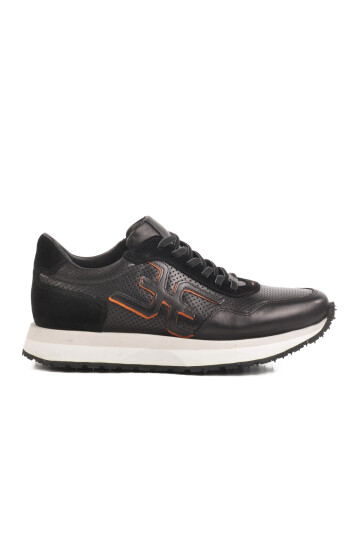 Black Genuine Leather Mens Sneakers 4Y2187-E2667 M