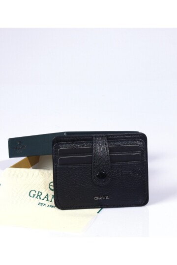 Black Genuine Leather Mens Card Holder 746