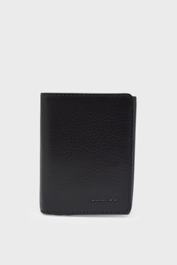Black Genuine Leather Magnetic Mens Wallet 1414
